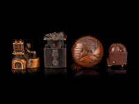 Four Japanese Carved Wood Netsuke