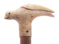 A Walking Stick with a Bird-Form Bone Handle