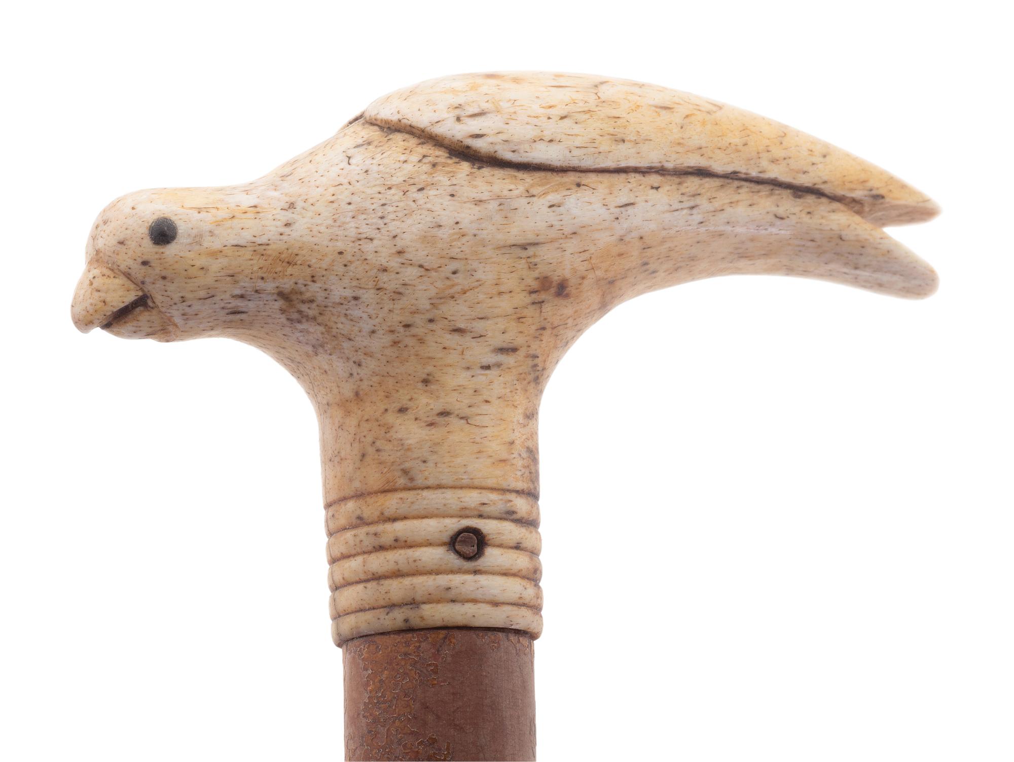 A Walking Stick with a Bird-Form Bone Handle
