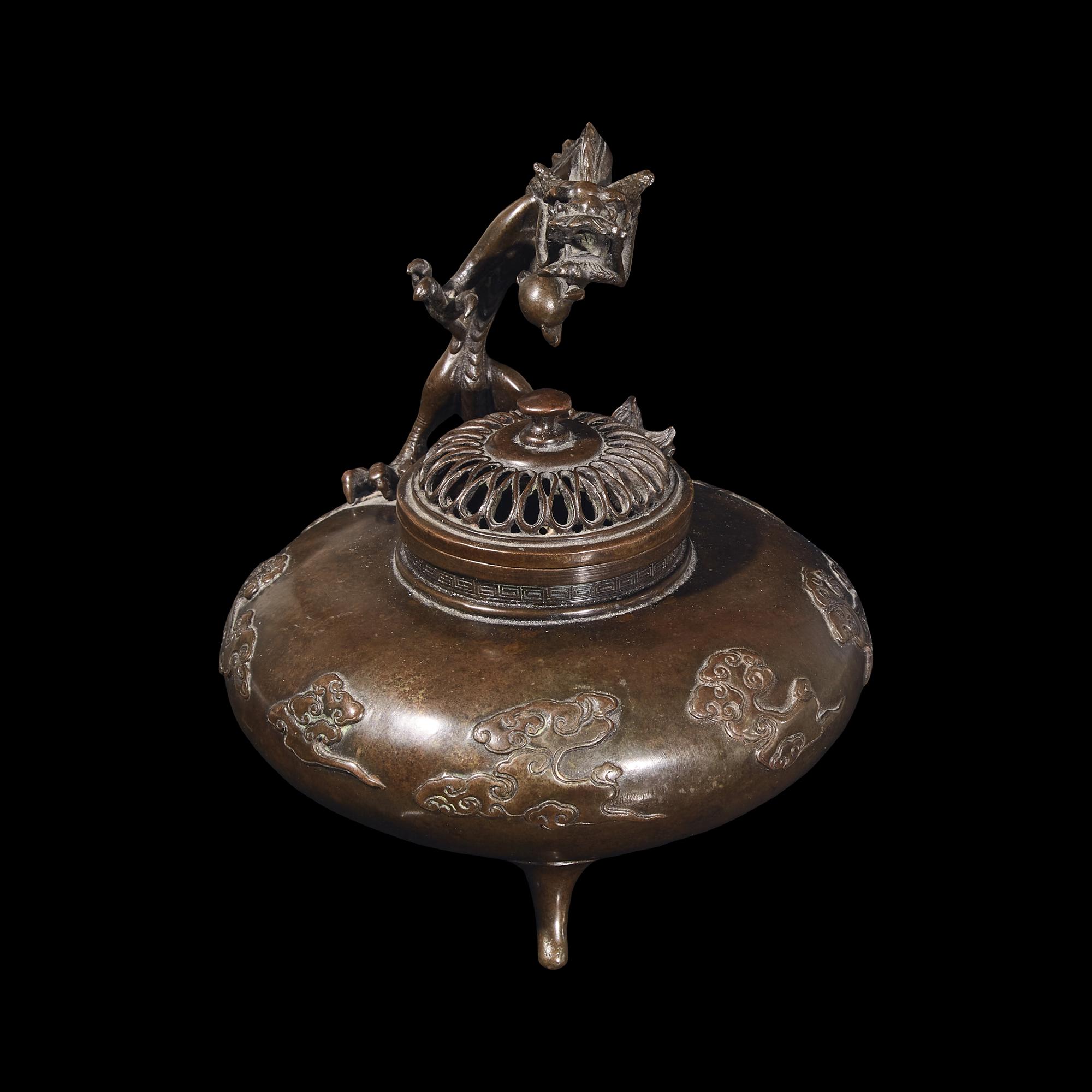 A Japanese Patinated Bronze 'Dragon' Censer, 19th/20th Century