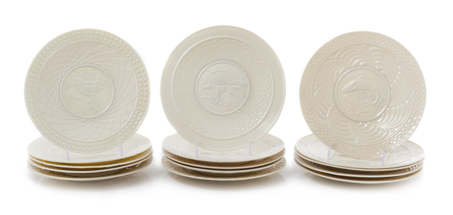 A Set of Belleek Christmas Plates Diameter 9 inches. — SIXTH AND SEVENTH GREEN MARKS (1965-1993)