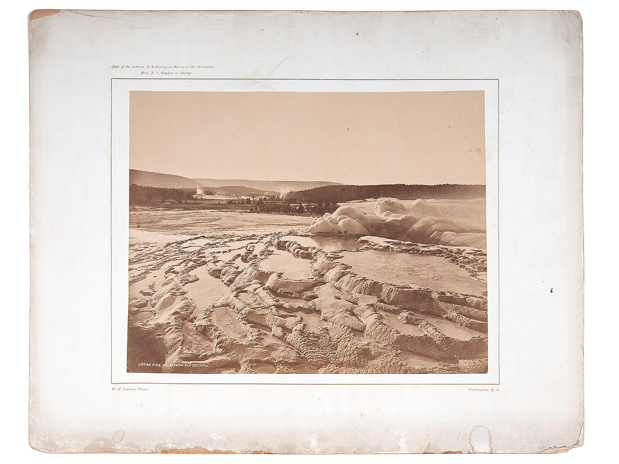 JACKSON, W.H. (1843-1942), photographer. Upper Fire Hole, From "Old Faithful. " Ca 1871. Yellowstone photograph.