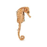 SEAMAN SCHEPPS, YELLOW GOLD AND TURQUOISE SEAHORSE BROOCH