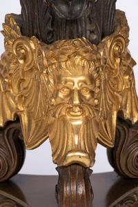 A Pair of Louis Philippe Gilt and Patinated Metal Six-Light Candelabra Mounted as Lamps