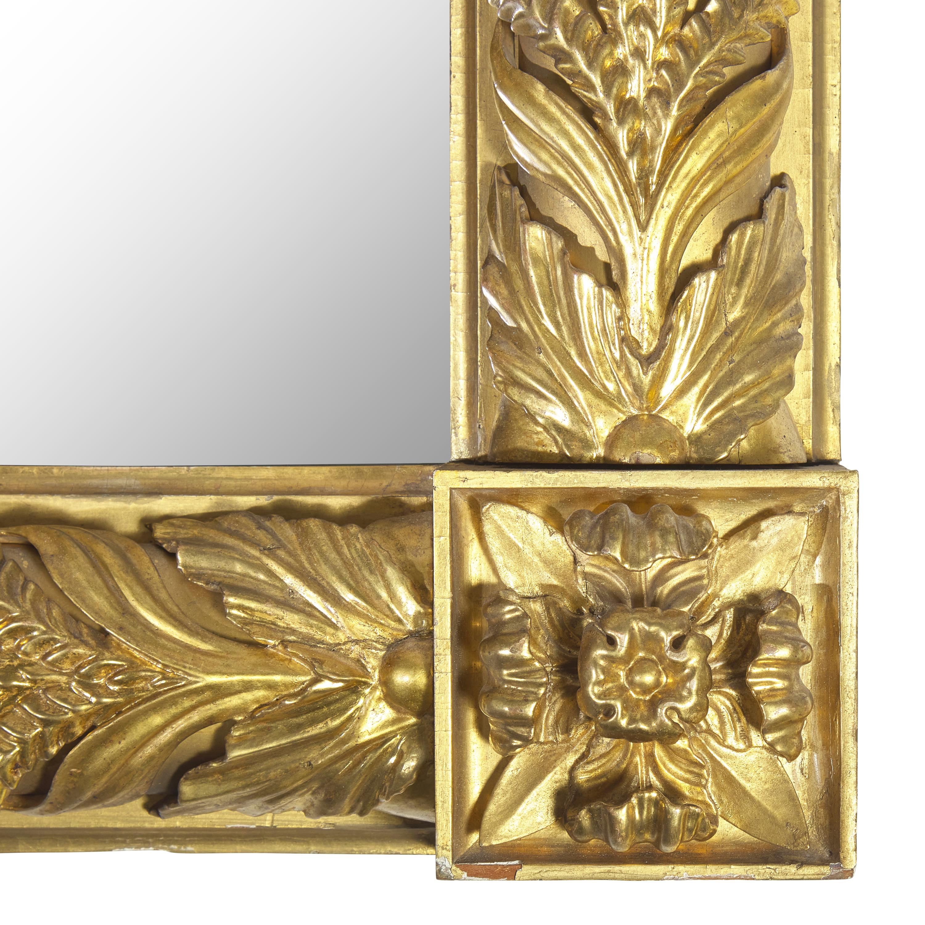 A Classical Carved and Giltwood Overmantel Mirror