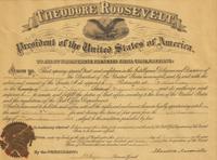 [Presidential] Roosevelt, Theodore. Partially-Printed Document, signed