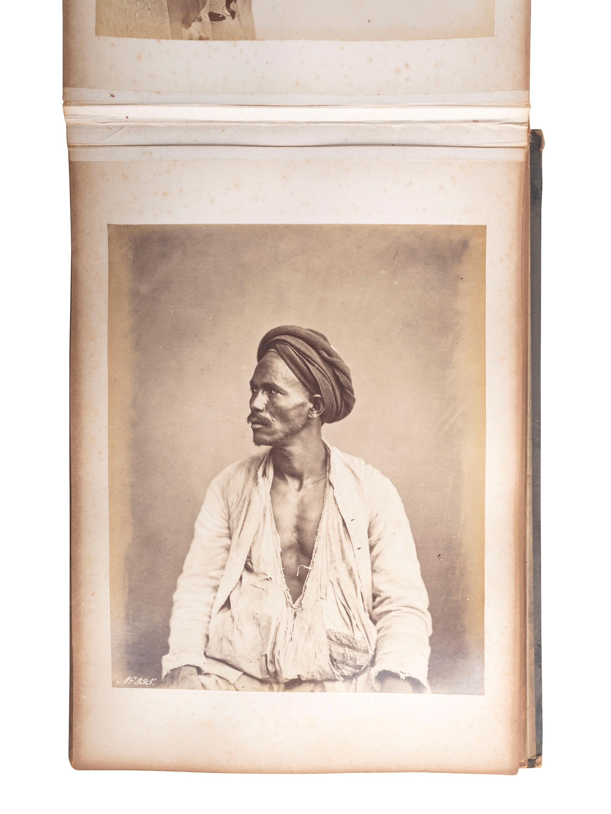 [EARLY PHOTOGRAPHY]. Album containing photographs of Egypt, Italy, and Brussels, incl. images by Félix BONFILS and Hippolyte ARNOUX.