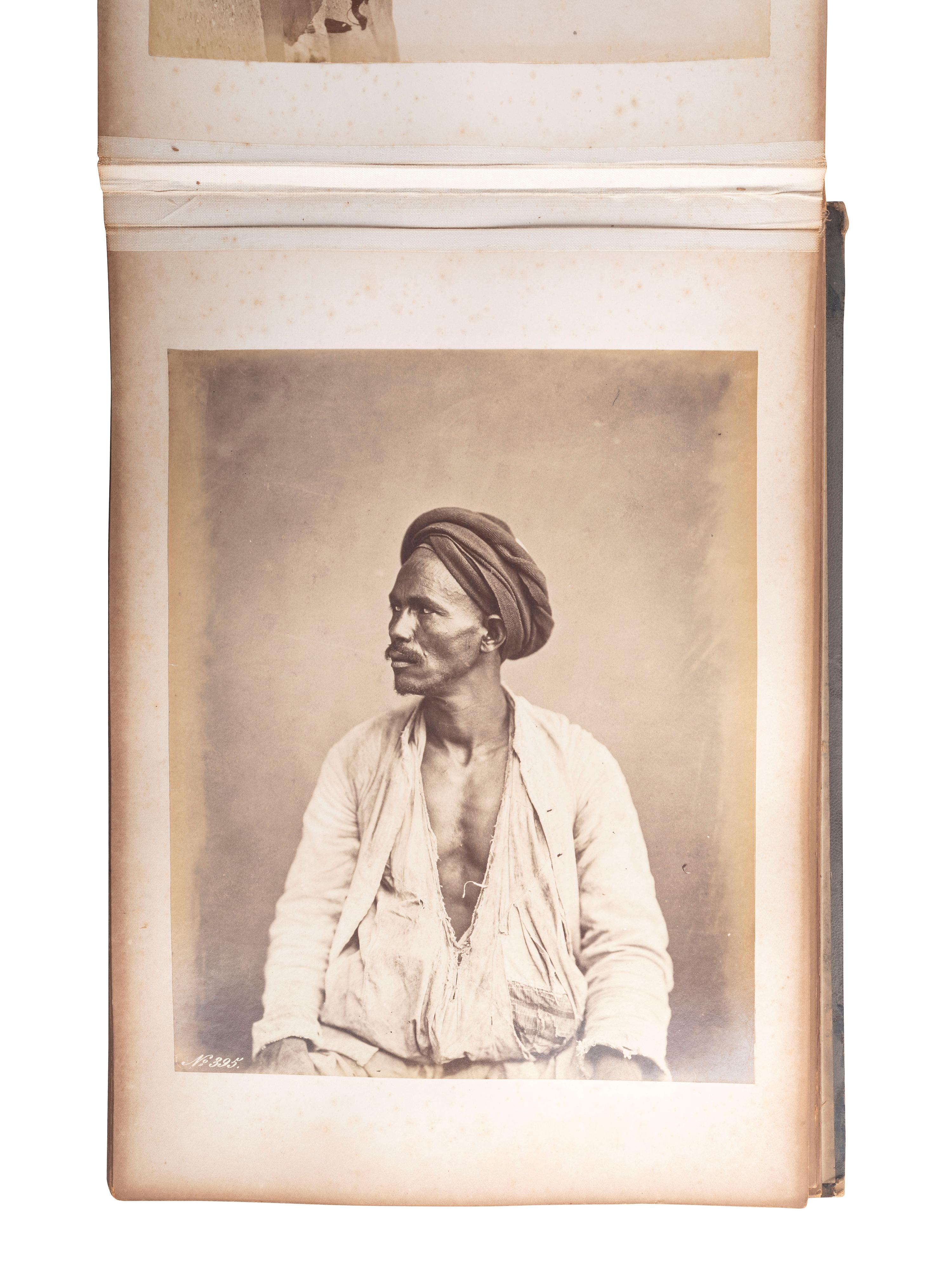 [EARLY PHOTOGRAPHY]. Album containing photographs of Egypt, Italy, and Brussels, incl. images by Félix BONFILS and Hippolyte ARNOUX.