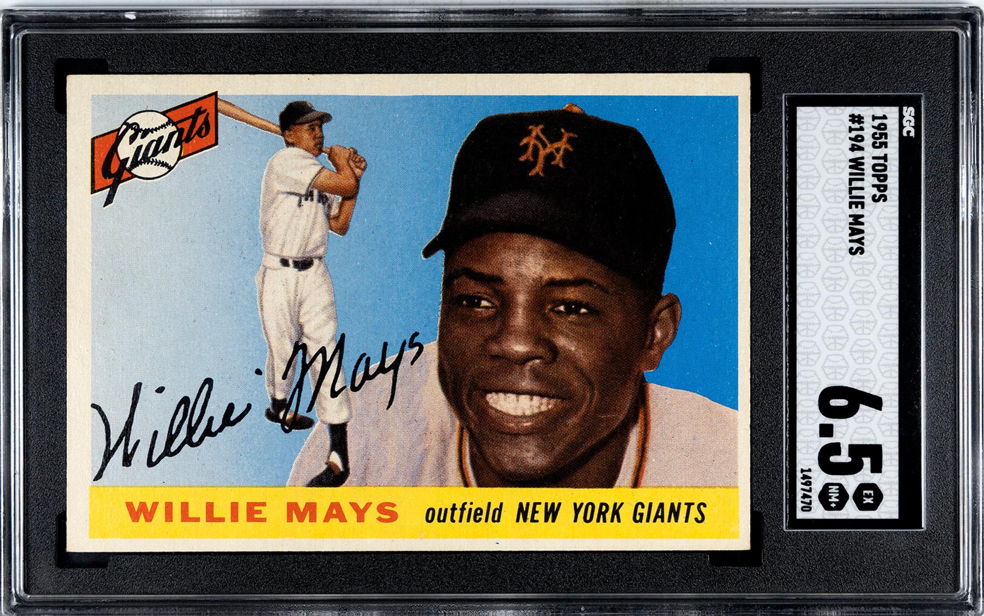 A 1955 Topps Willie Mays Baseball Card No. 194 (SGC 6.5 EX/NM+)