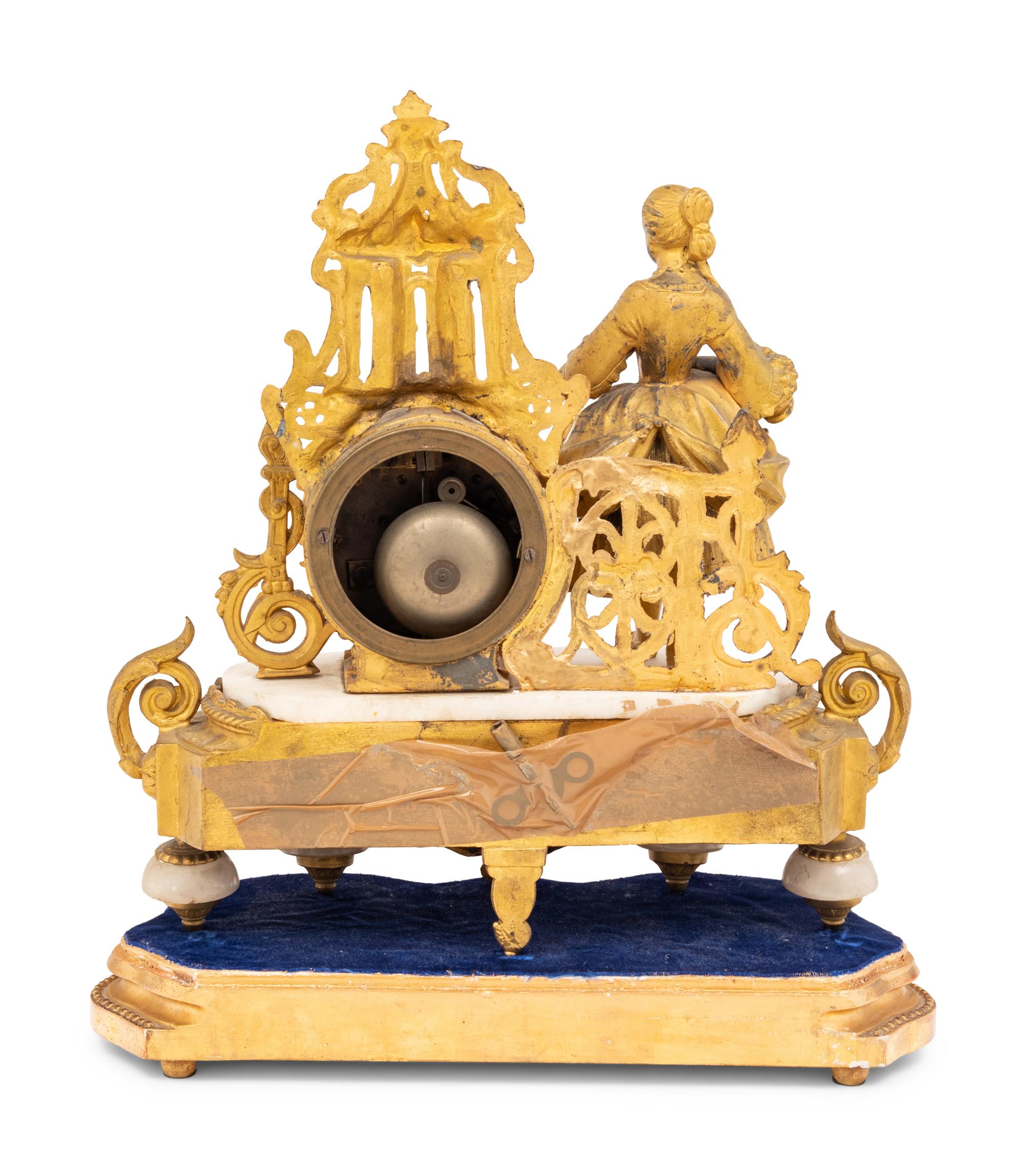 A French Gilt Bronze Figural Mantel Clock by Philippe Mourey (1840-1910)