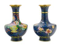A Pair of Chinese Export Cloisonné Enamel Vases