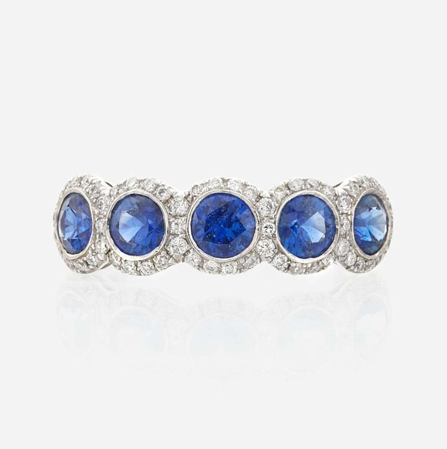 A sapphire, diamond, and platinum ring, JB Star
