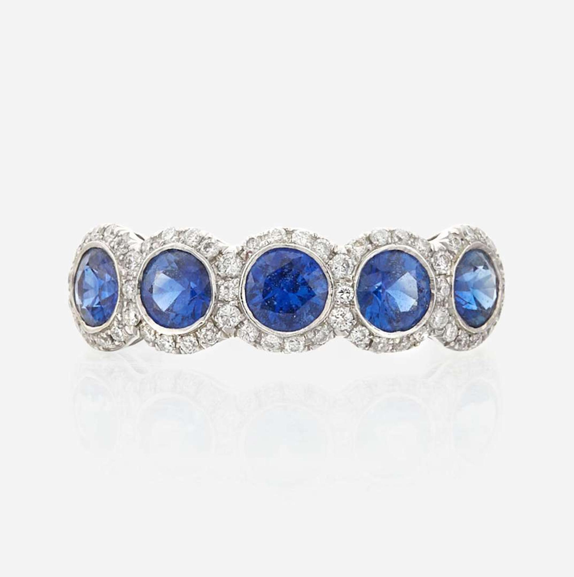 A sapphire, diamond, and platinum ring, JB Star