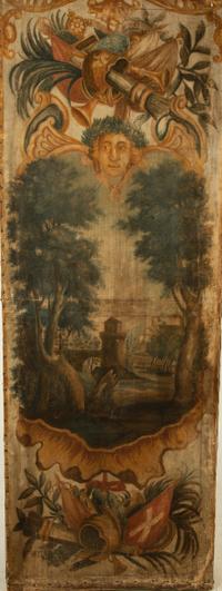 A French Five-Panel Hand Painted Canvas Floor Screen — 18TH CENTURY