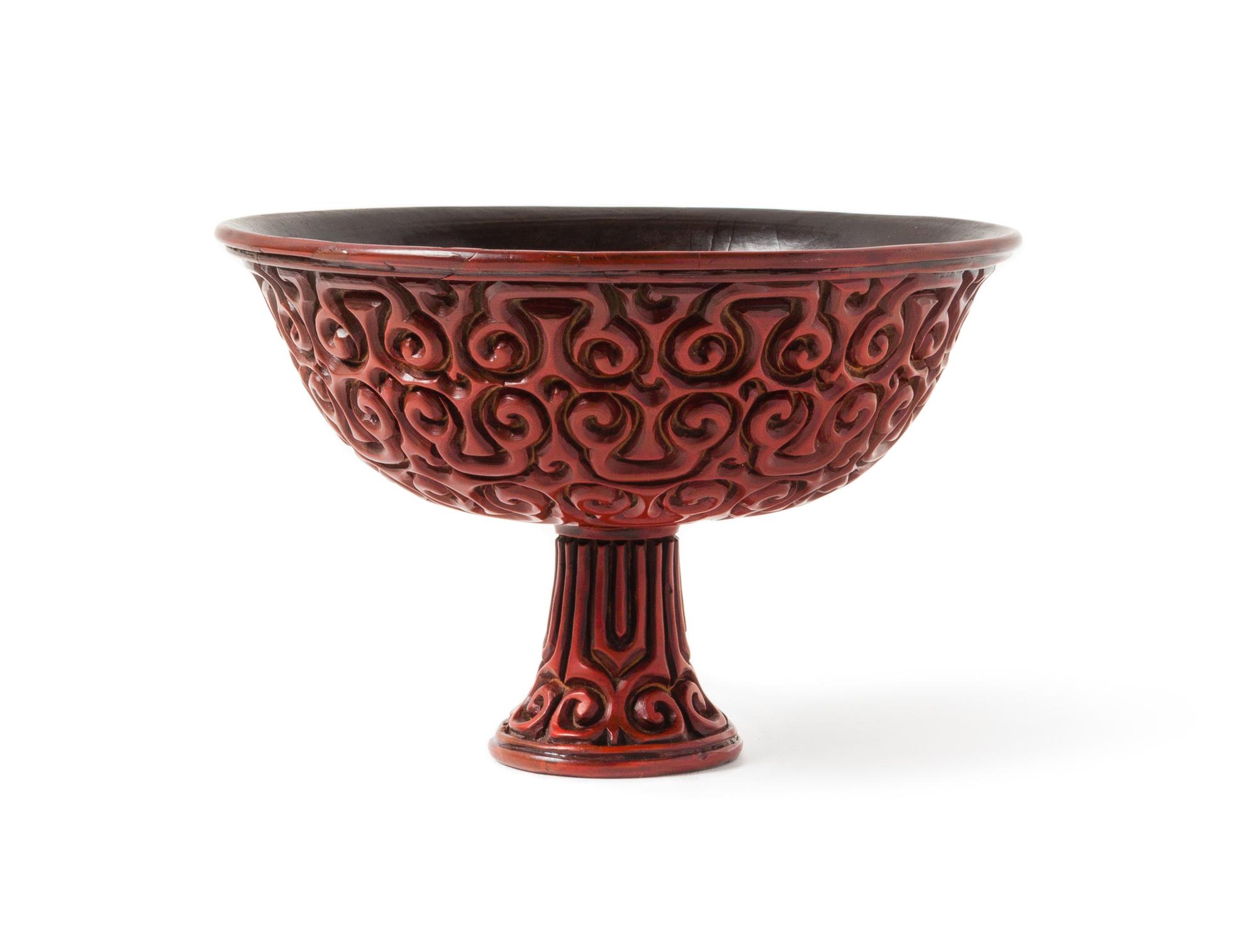 A Tixi Cinnabar Lacquer Stembowl Height 4 1/4 inches. — MING DYNASTY