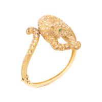 YELLOW GOLD AND DIAMOND LEOPARD BANGLE BRACELET
