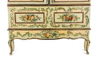 A North Italian Rococo Polychrome Painted Cabinet on Stand