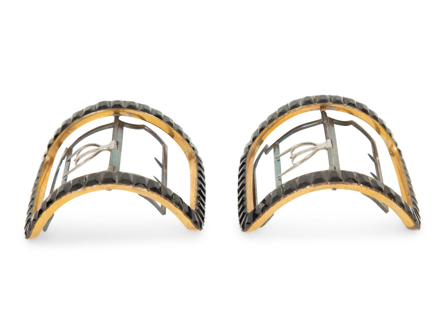 A Pair of Georgian Black Jet Stone Inlaid Shoe Buckles