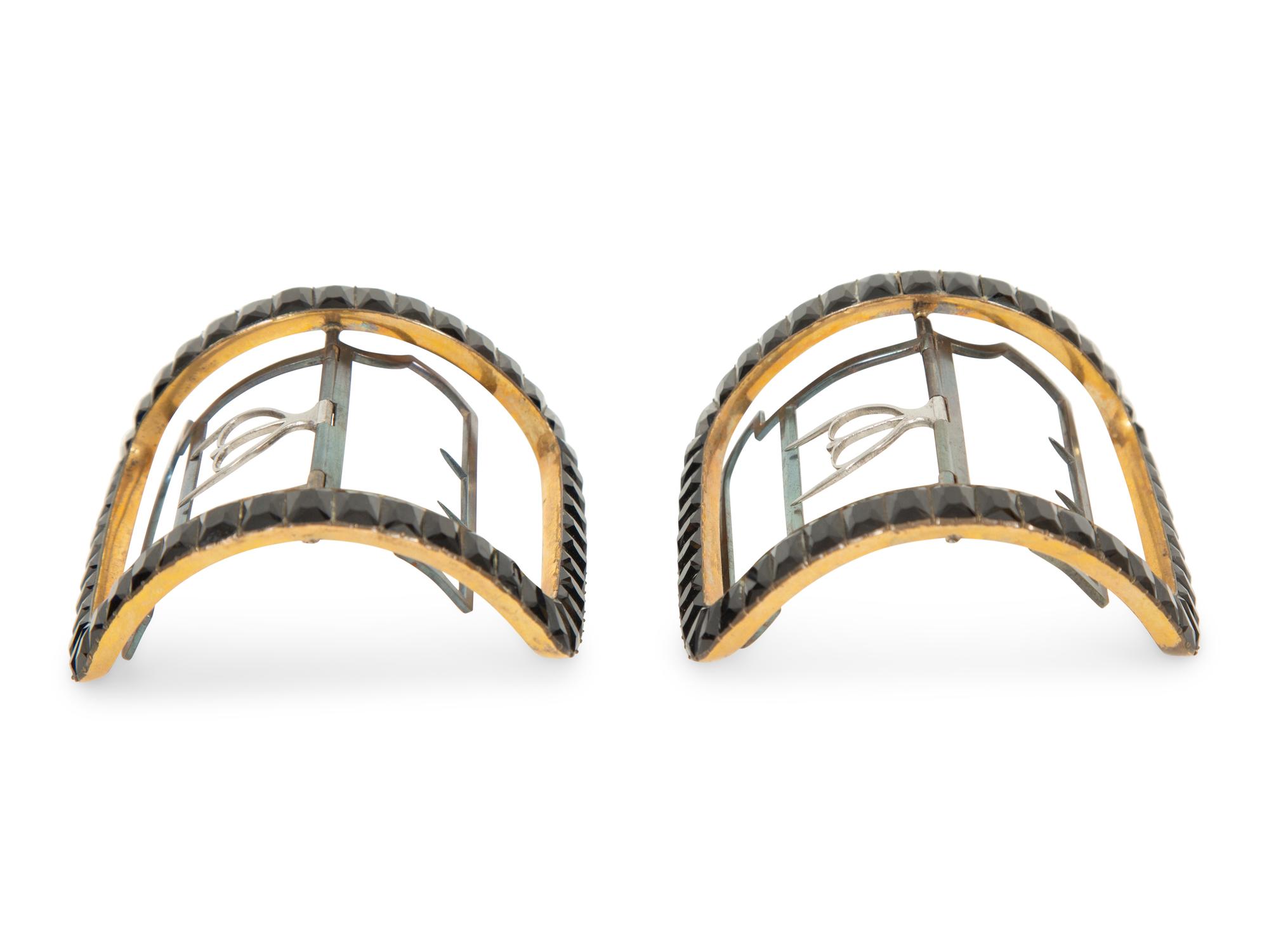 A Pair of Georgian Black Jet Stone Inlaid Shoe Buckles