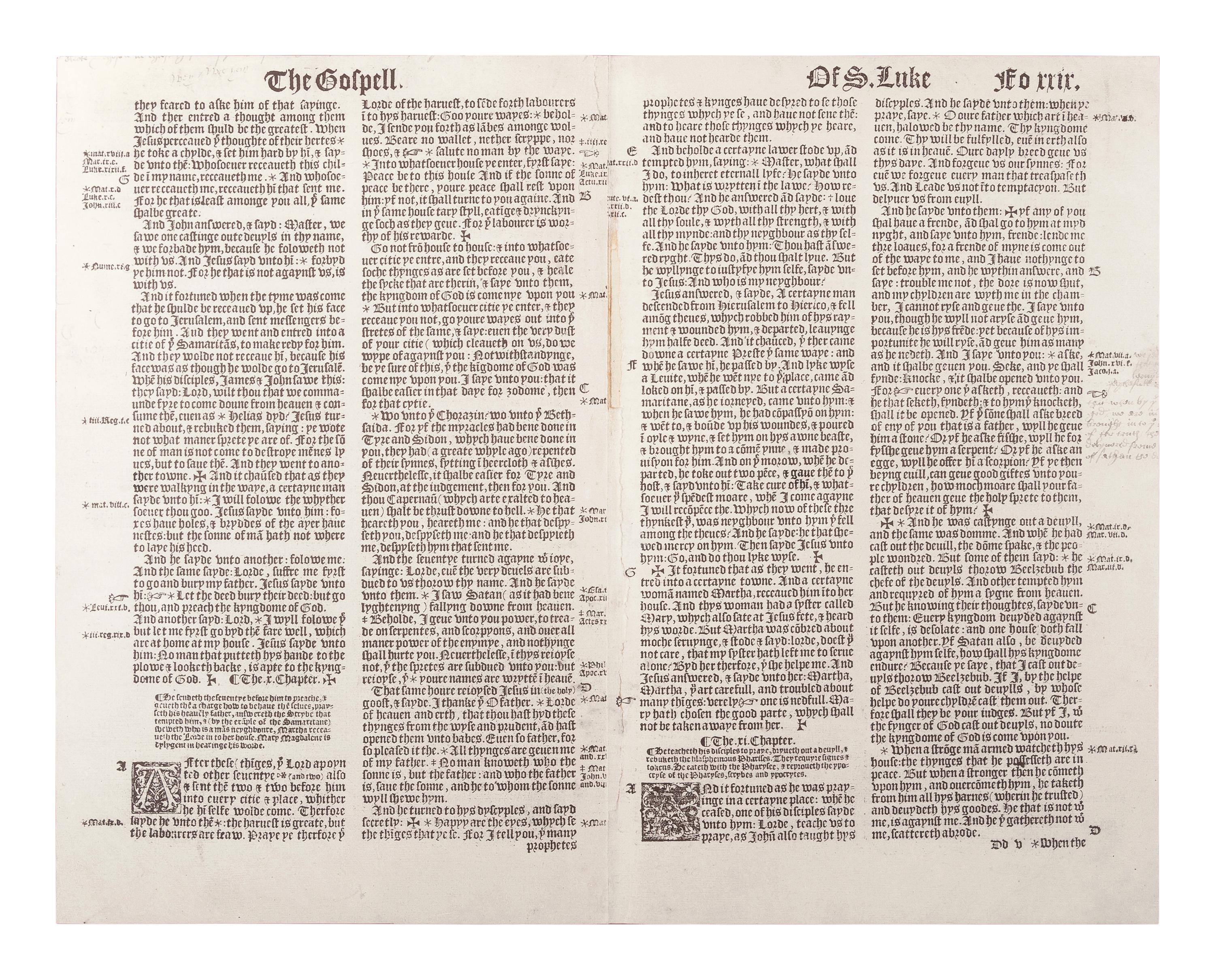[BIBLE LEAVES - ENGLISH - 16TH CENTURY]. A group of 9 Bible leaves in English, comprising:
