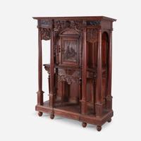 A French Renaissance Marble-Inlaid Walnut meuble a deux corps in the style of Jacques I Androuet du Cerceau (French, 1510–1584), 16th century and later