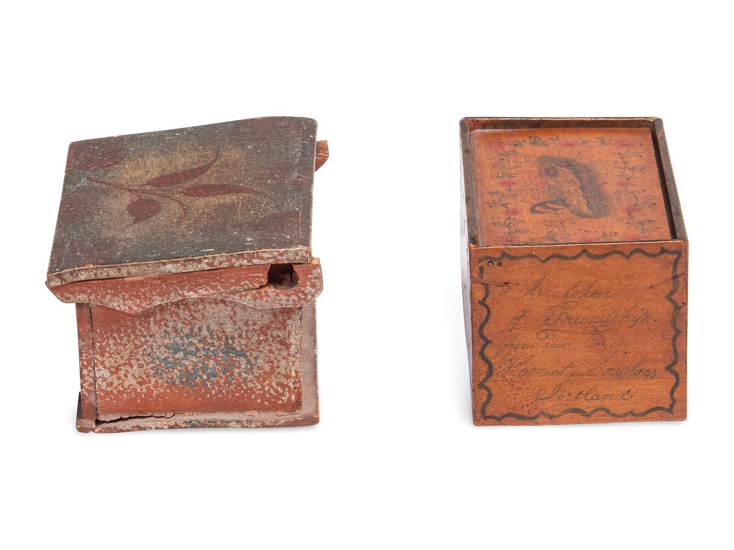 Two Miniature Paint-Decorated Boxes
