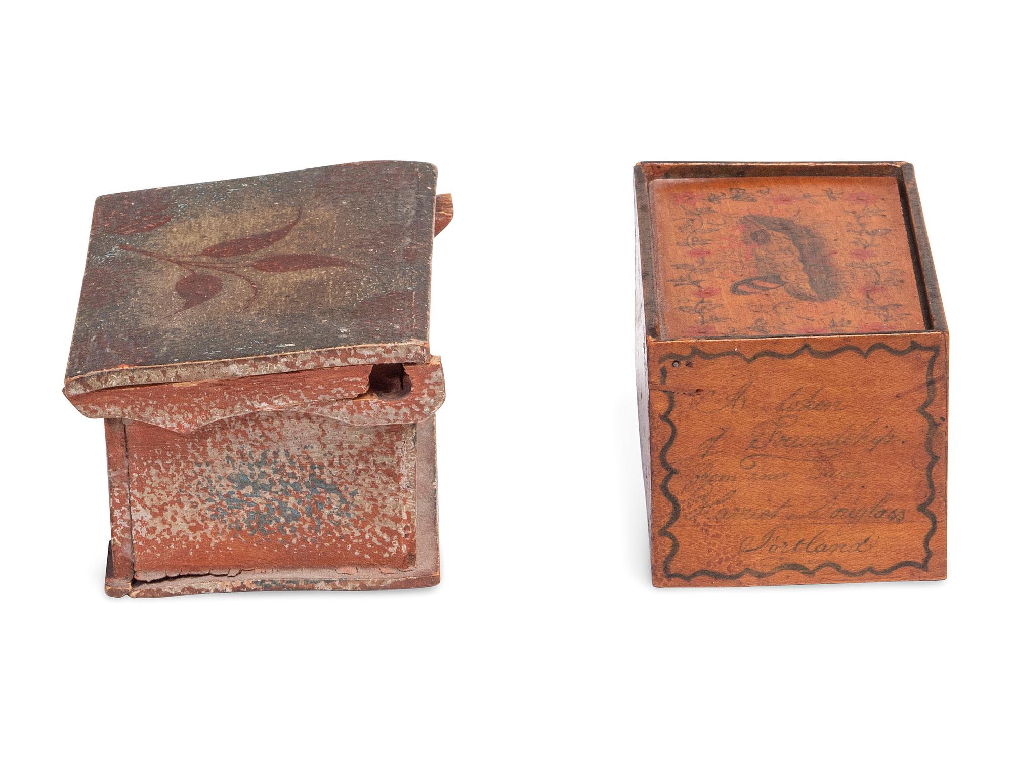 Two Miniature Paint-Decorated Boxes