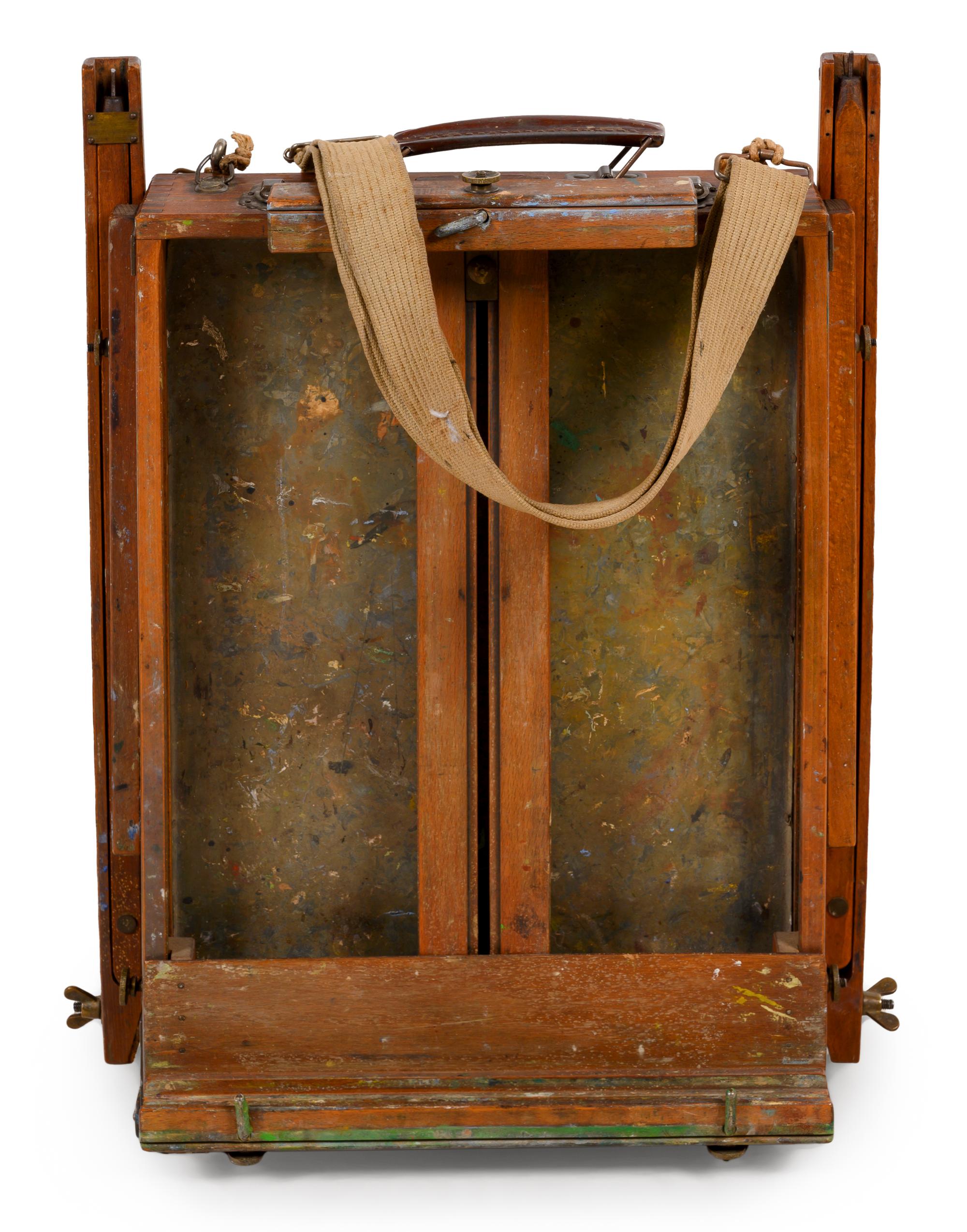 Two Antique Easels and a Painter's Palette