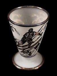An Art Deco Silver Overlay Frosted Glass Cocktail Service