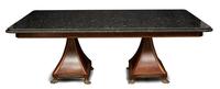 A William IV Style Gilt Metal Mounted Mahogany Two Pedestal Table Height 33 x length 89 x depth 49 1/2 inches. — 19TH CENTURY