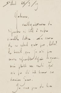 RAVEL, Maurice (1875-1937). Autograph letter signed ("Maurice Ravel") to an unnamed recipient. St. Cloud, 29 September 1919.