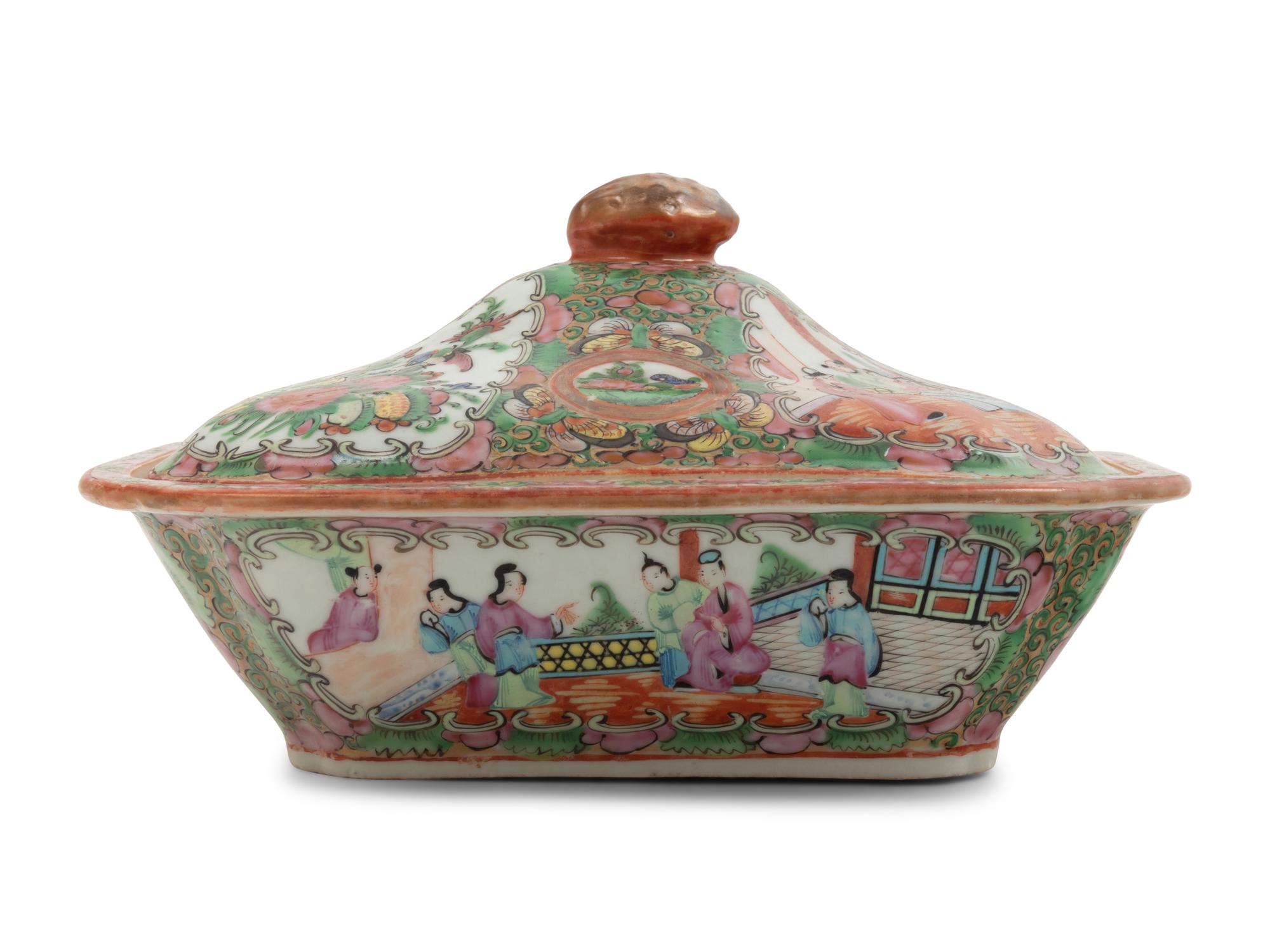 A Large Collection of 128 Export Rose Medallion Porcelain Wares