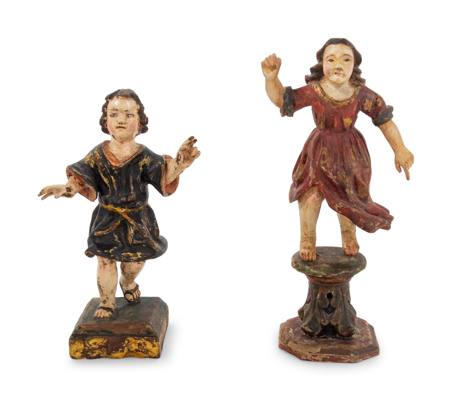 Two Small Italian Painted Wood Figures