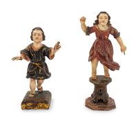 Two Small Italian Painted Wood Figures