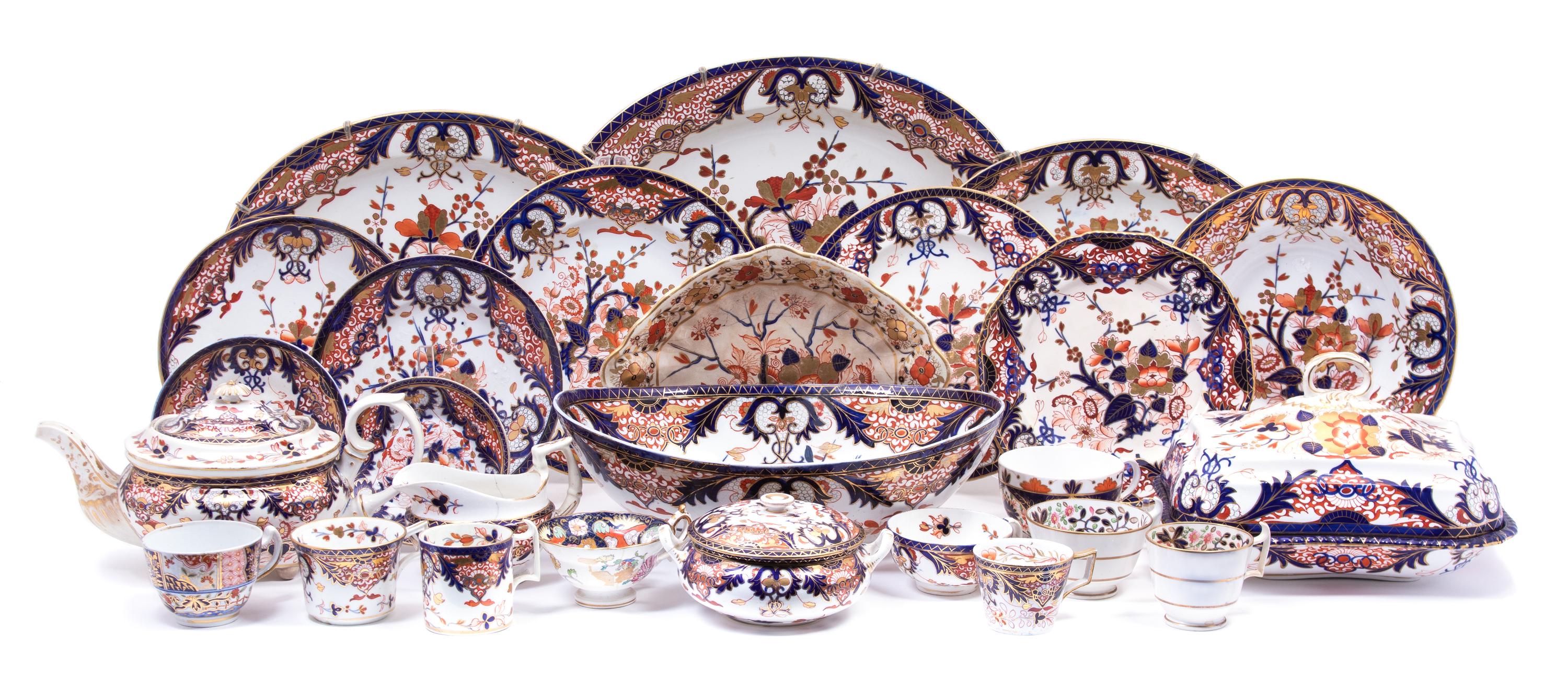 An Assembled Derby Porcelain Japan Pattern Dinner Service