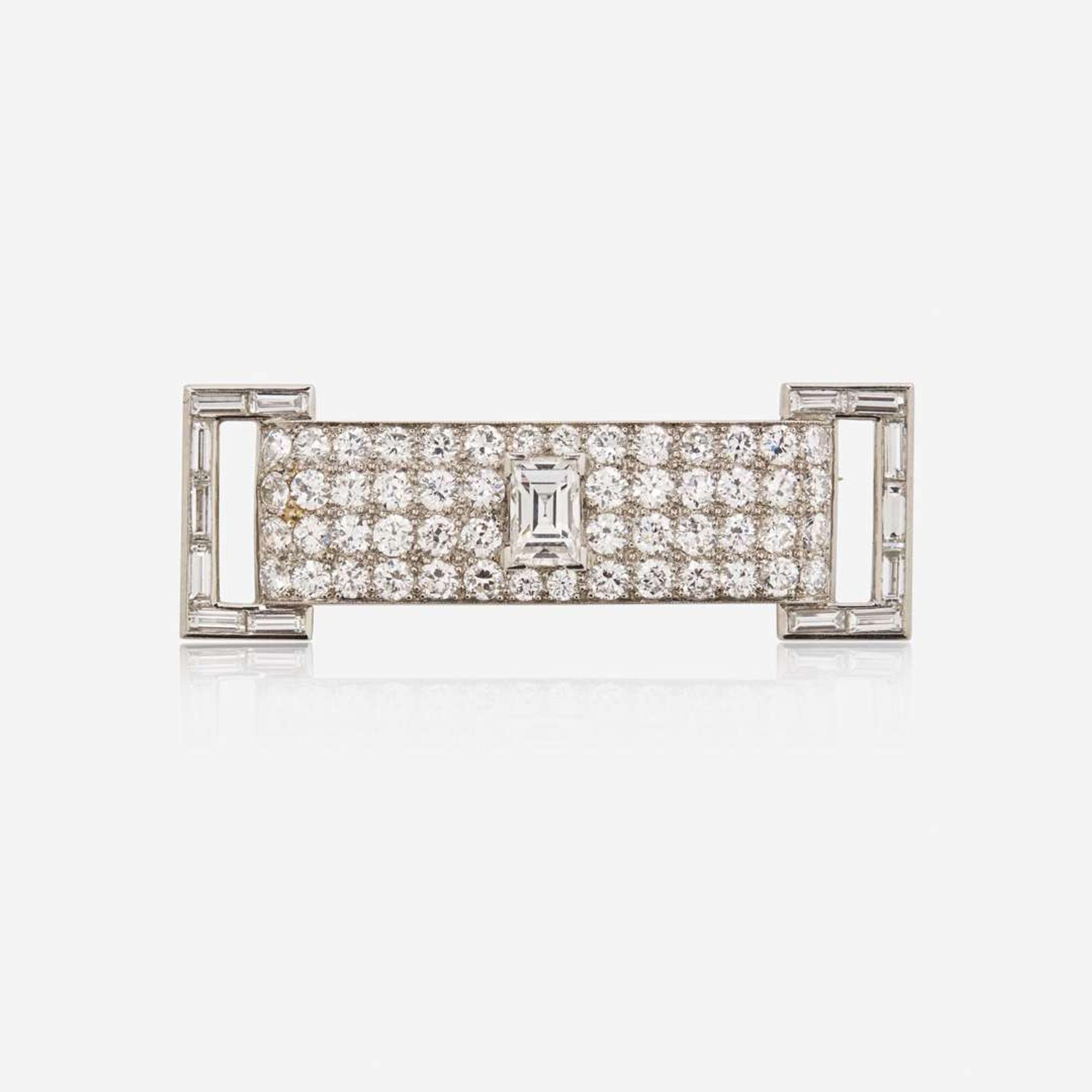 A Platinum and Diamond Brooch