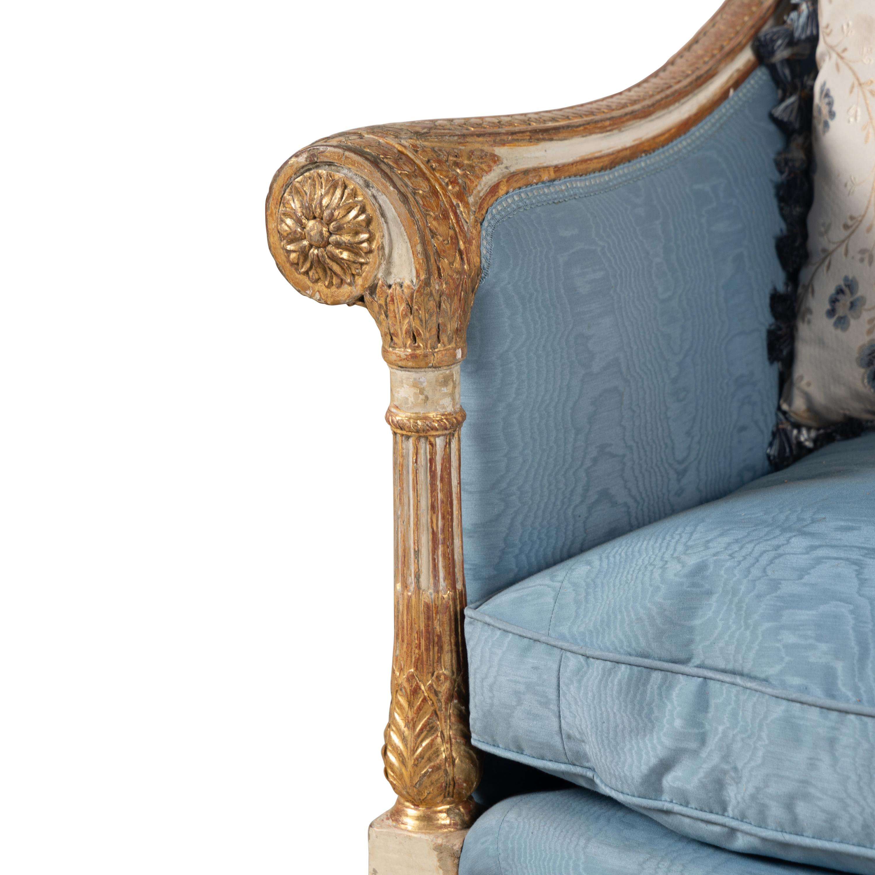 A Louis XVI White-Painted and Parcel Gilt Canapé à La Turque