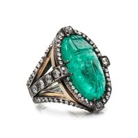 EMERALD AND DIAMOND SCARAB RING