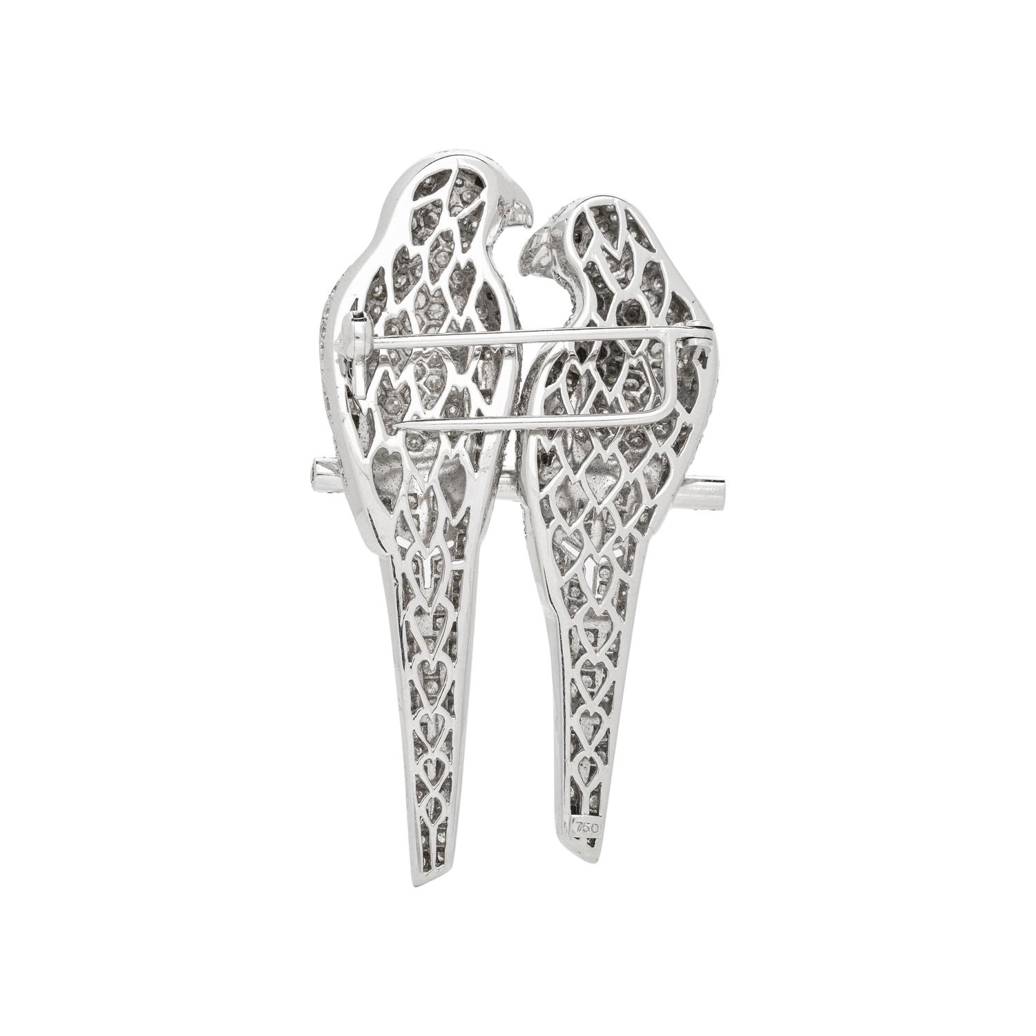 DIAMOND AND COLORED DIAMOND PARROT BROOCH