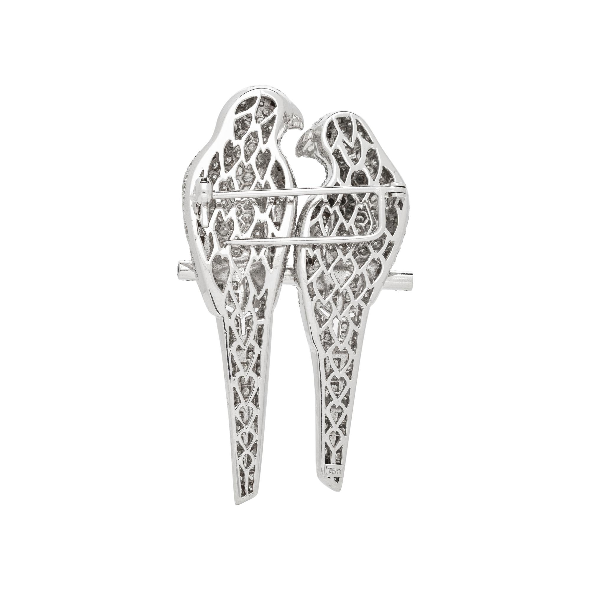 DIAMOND AND COLORED DIAMOND PARROT BROOCH