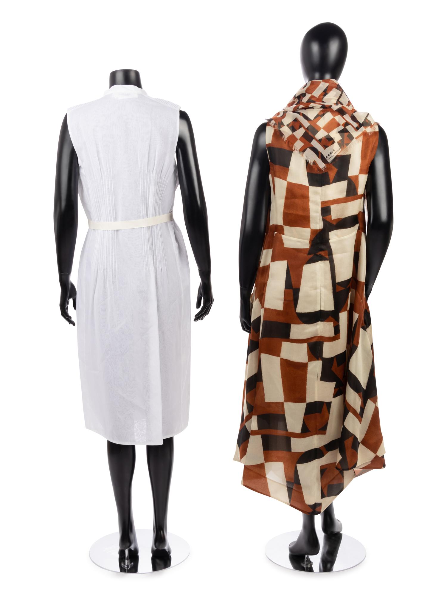 Two Designer Dresses and One Shawl: One Akris with Matching Shawl, One Calvin Klein