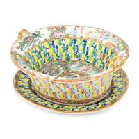 A Chinese Export Chestnut Basket and Underplate