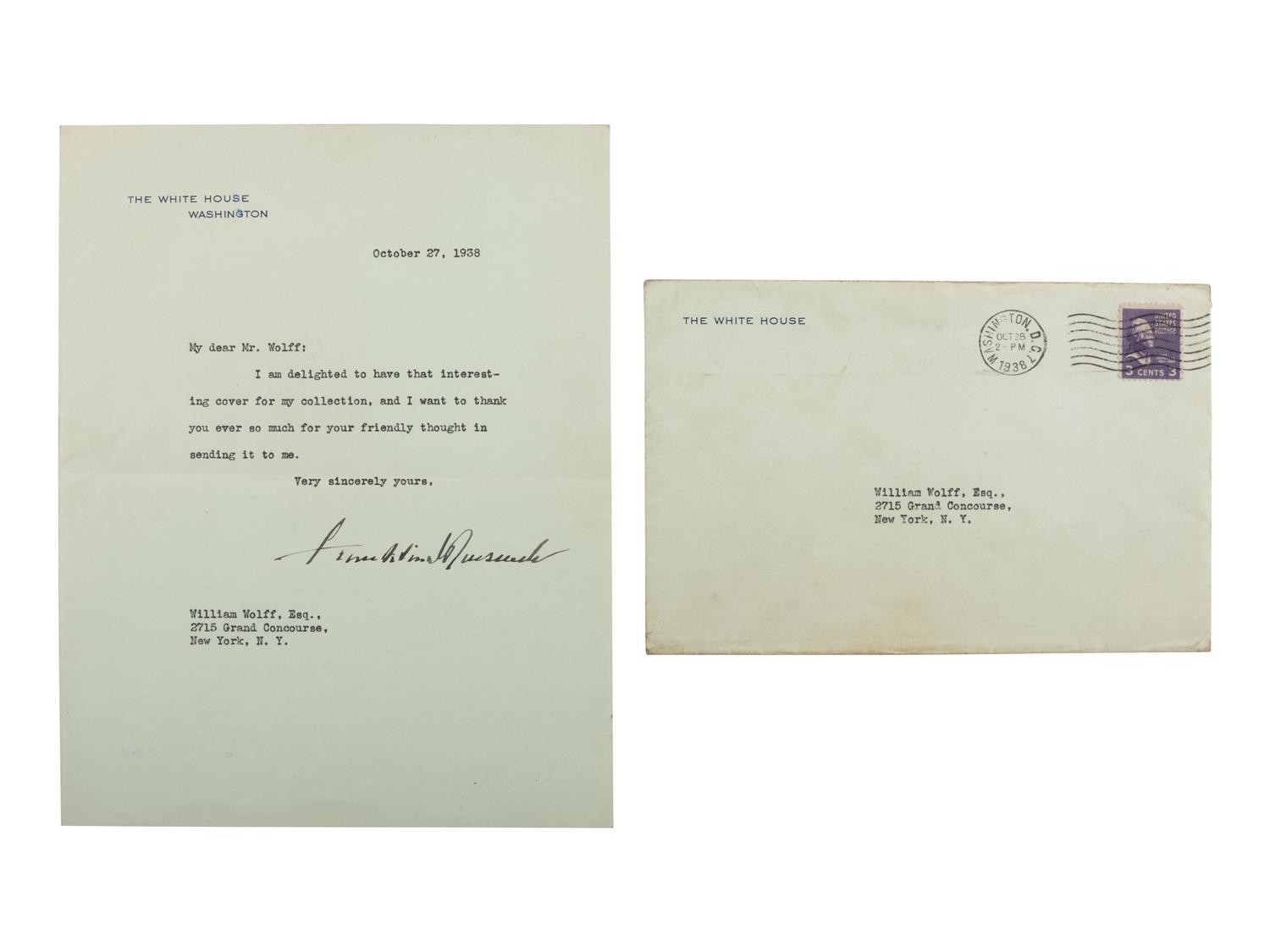 ROOSEVELT, Franklin D. (1882-1945). TLS as President, regarding his stamp collection.