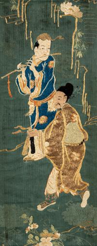 Two Chinese Embroidered Silk Panels