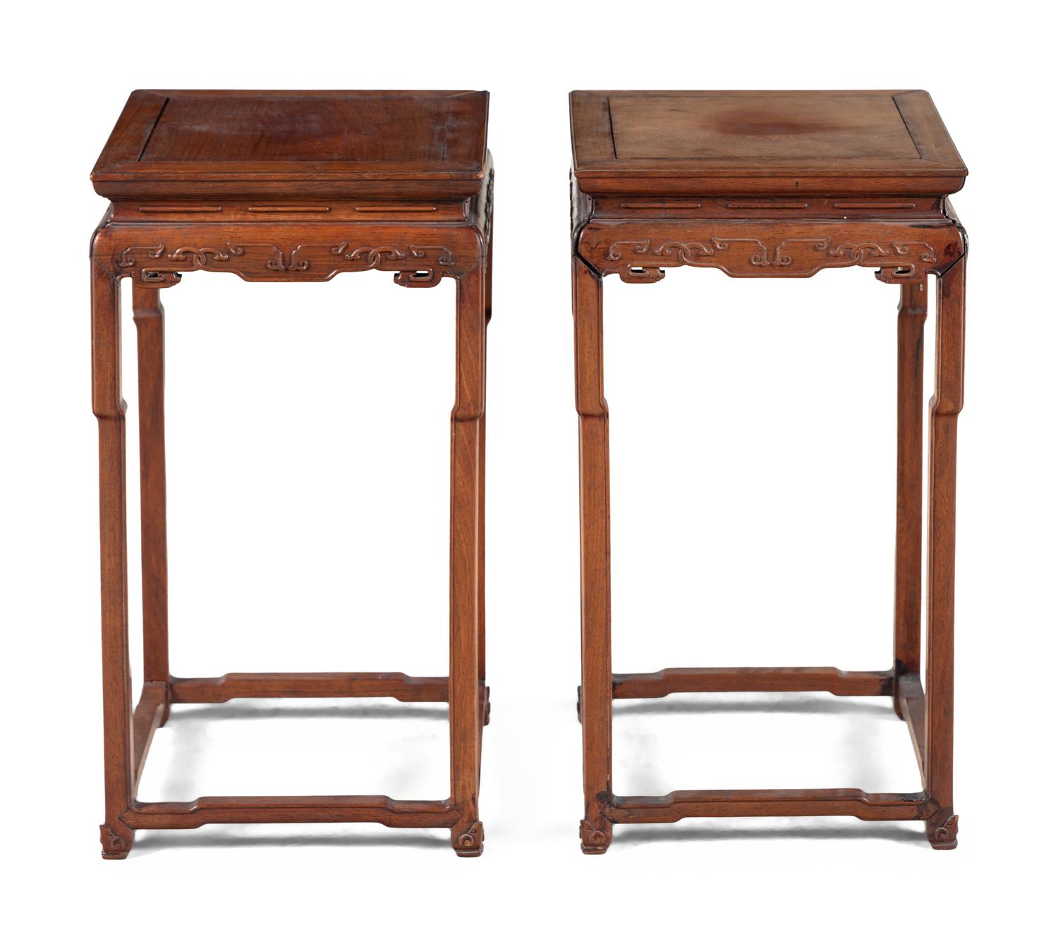 A Pair of Chinese Hardwood Square Stands, Fangji