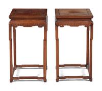 A Pair of Chinese Hardwood Square Stands, Fangji