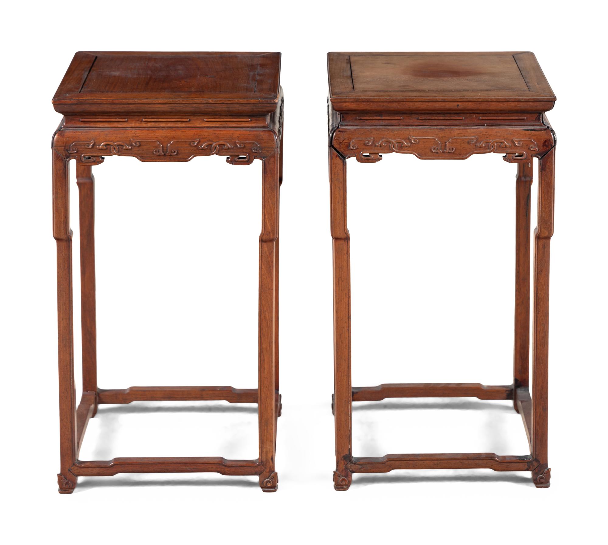 A Pair of Chinese Hardwood Square Stands, Fangji