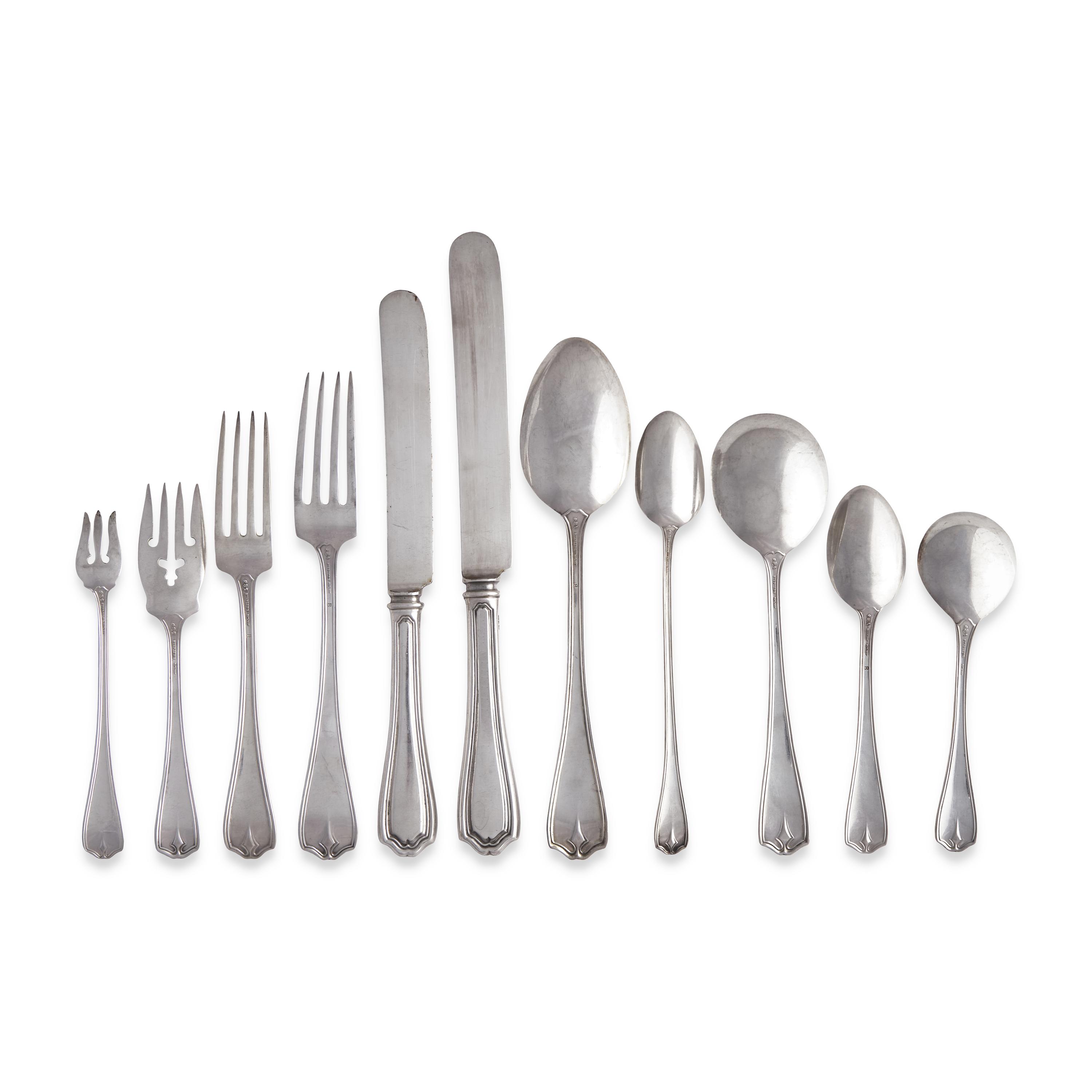 A Cased Sterling Silver Flatware Service in the "Hepplewhite" Pattern