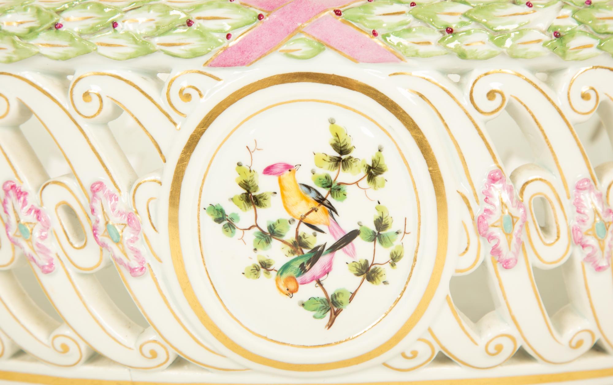 A Meissen Porcelain Footed Center Basket — 19th Century