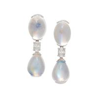 HENRY DUNAY, MOONSTONE AND DIAMOND EARRINGS